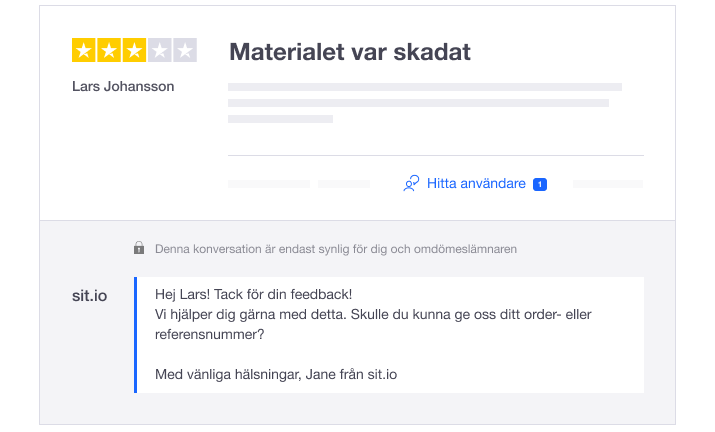 Illustration of Trustpilot's Find Review functionality SE - Reviewer tool