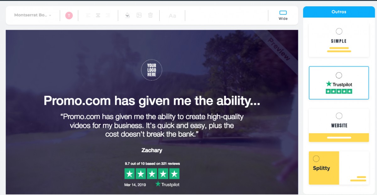 Trustpilot social proof on the website of promo.com promo example