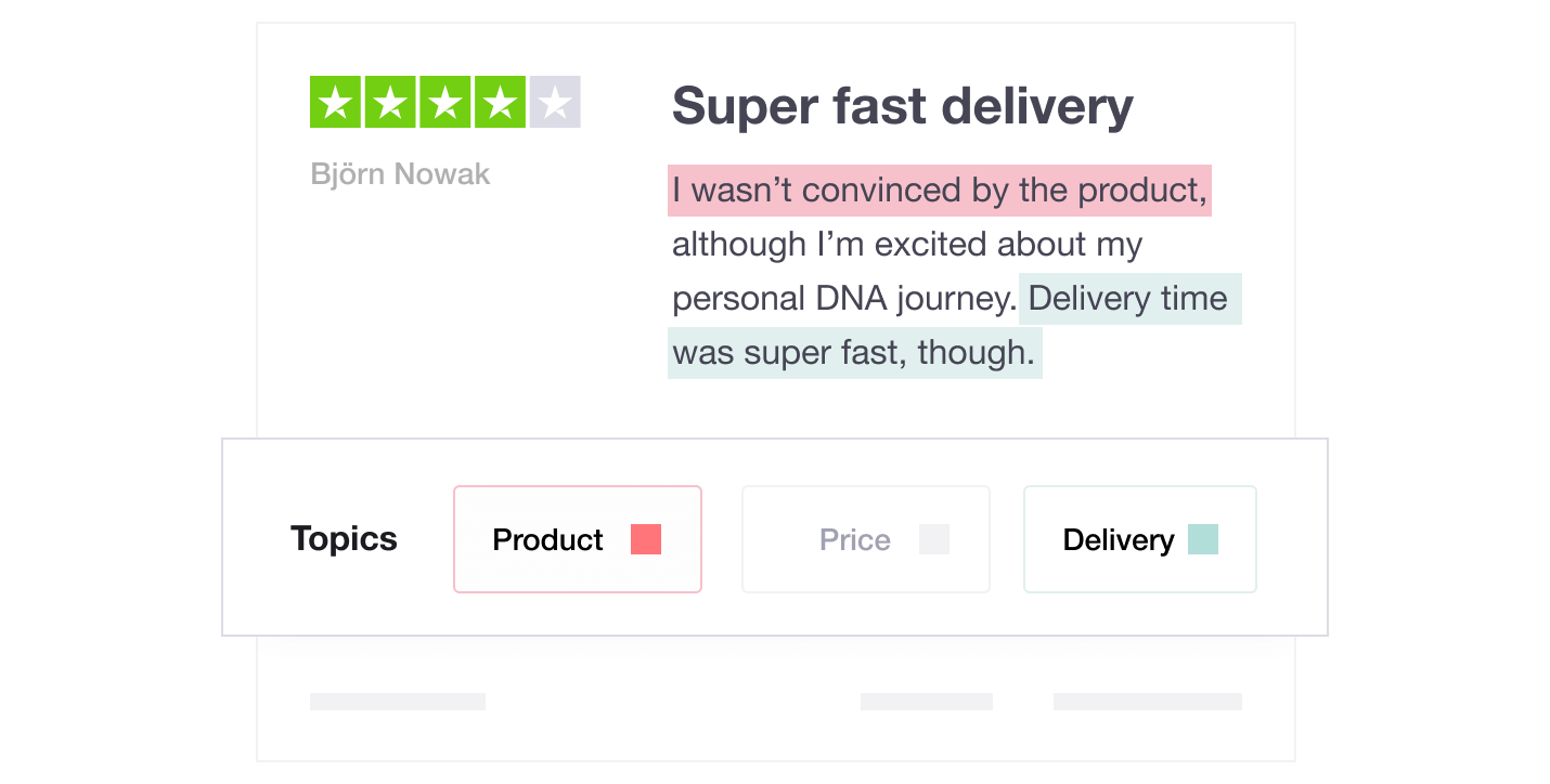 Illustration of Trustpilot's Sentiment Analysis tool Trustpilot's Sentiment Analysis tool