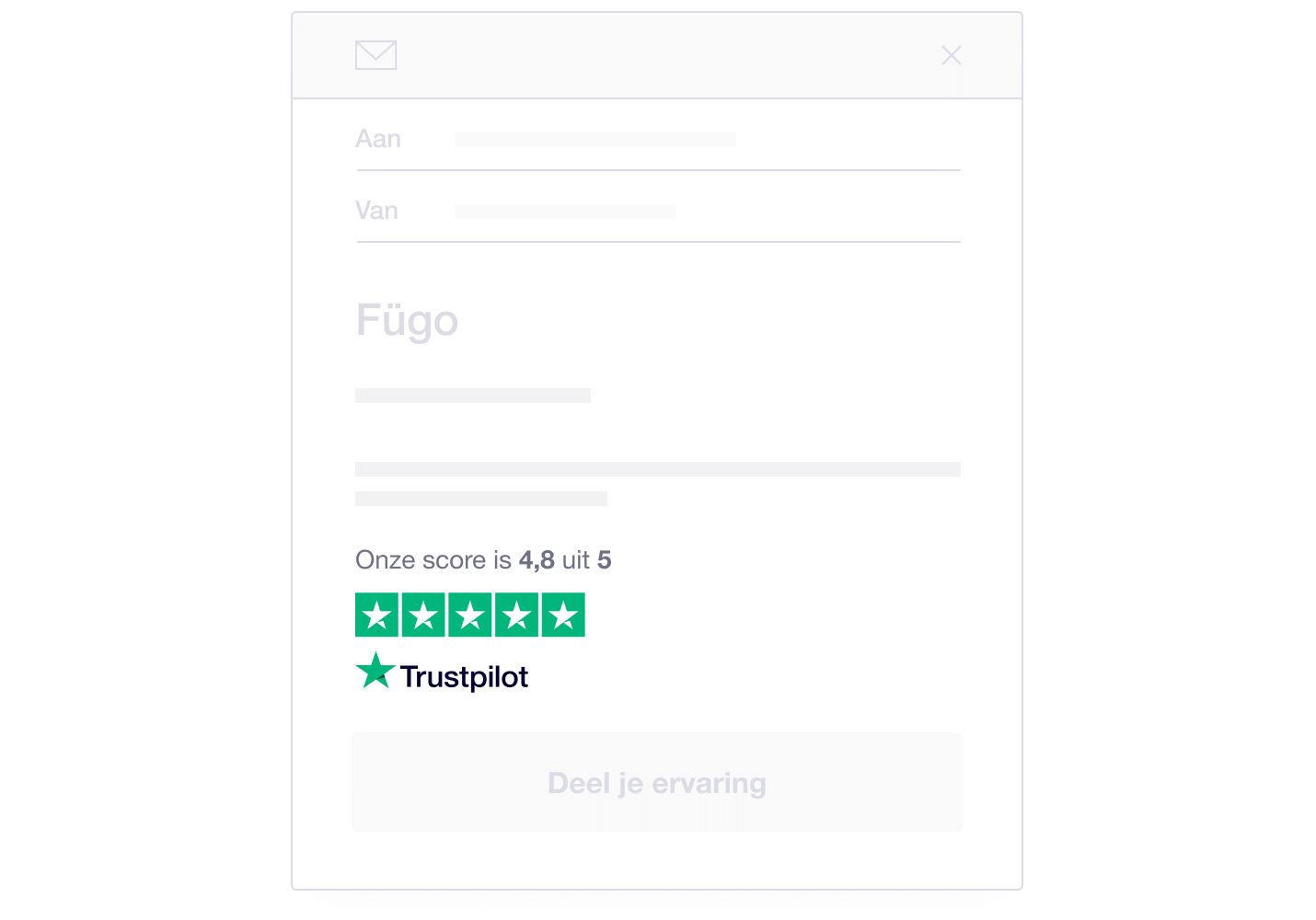 Illustration showing how Trustpilot TrustBox widgets can be used in email marketing NL - E-mail Marketing Widgets