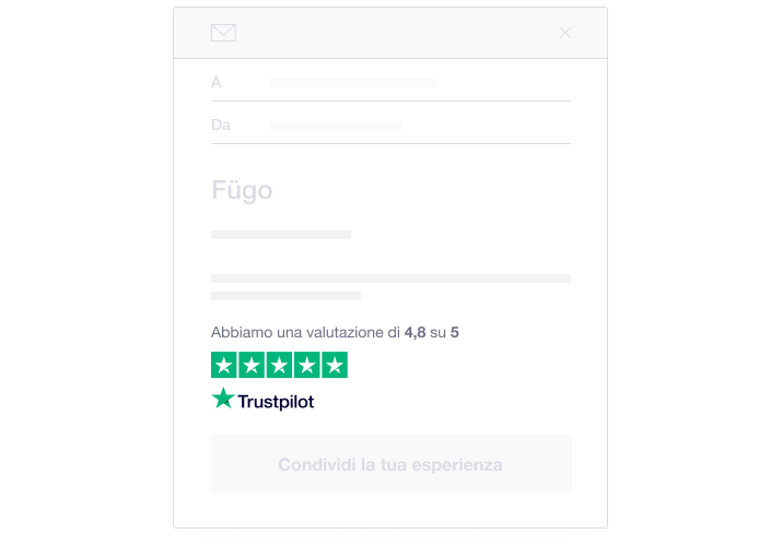 Illustration showing how Trustpilot TrustBox widgets can be used in email marketing IT - E-mail Marketing Widgets