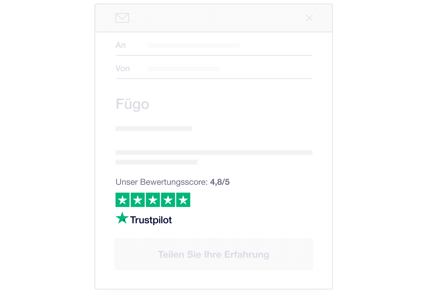 Illustration showing how Trustpilot TrustBox widgets can be used in email marketing DE - E-mail Marketing Widgets