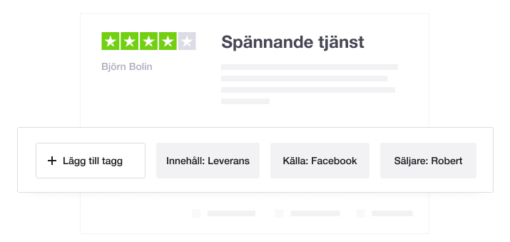 Illustration showing Trustpilot's Review Tagging and Pre-tagging feature SE - Tagging and pre-tagging