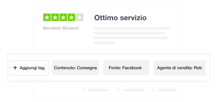 Illustration showing Trustpilot's Review Tagging and Pre-tagging feature IT - Tagging and pre-tagging
