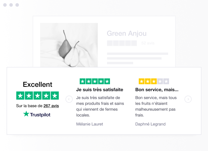 Product illustration of a specific type of Trustpilot TrustBox widget showing a carrousel with reviews FR - Trustbox Widgets