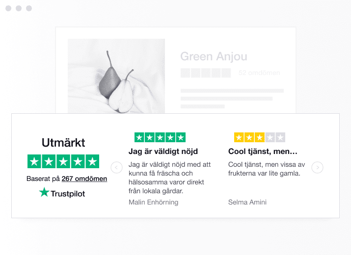 Product illustration of a specific type of Trustpilot TrustBox widget showing a carrousel with reviews SE - Trustbox Widgets