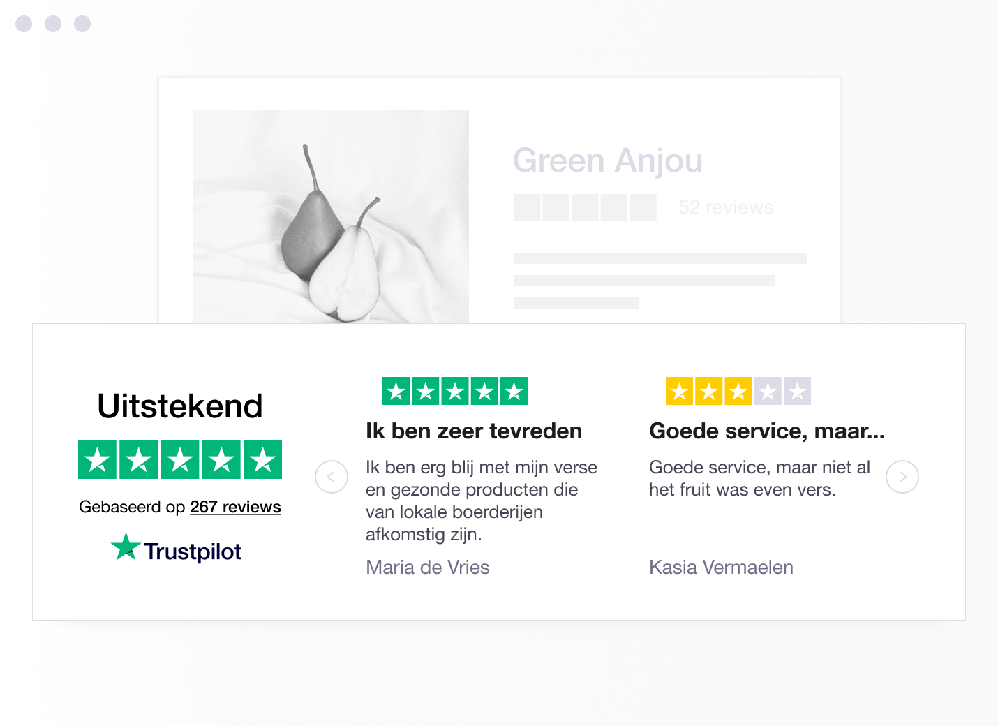 Product illustration of a specific type of Trustpilot TrustBox widget showing a carrousel with reviews NL - Trustbox Widgets