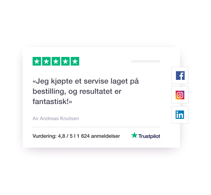 Illustration of a Trustpilot review being featured on social media NO - Jumbotron main image - desktop