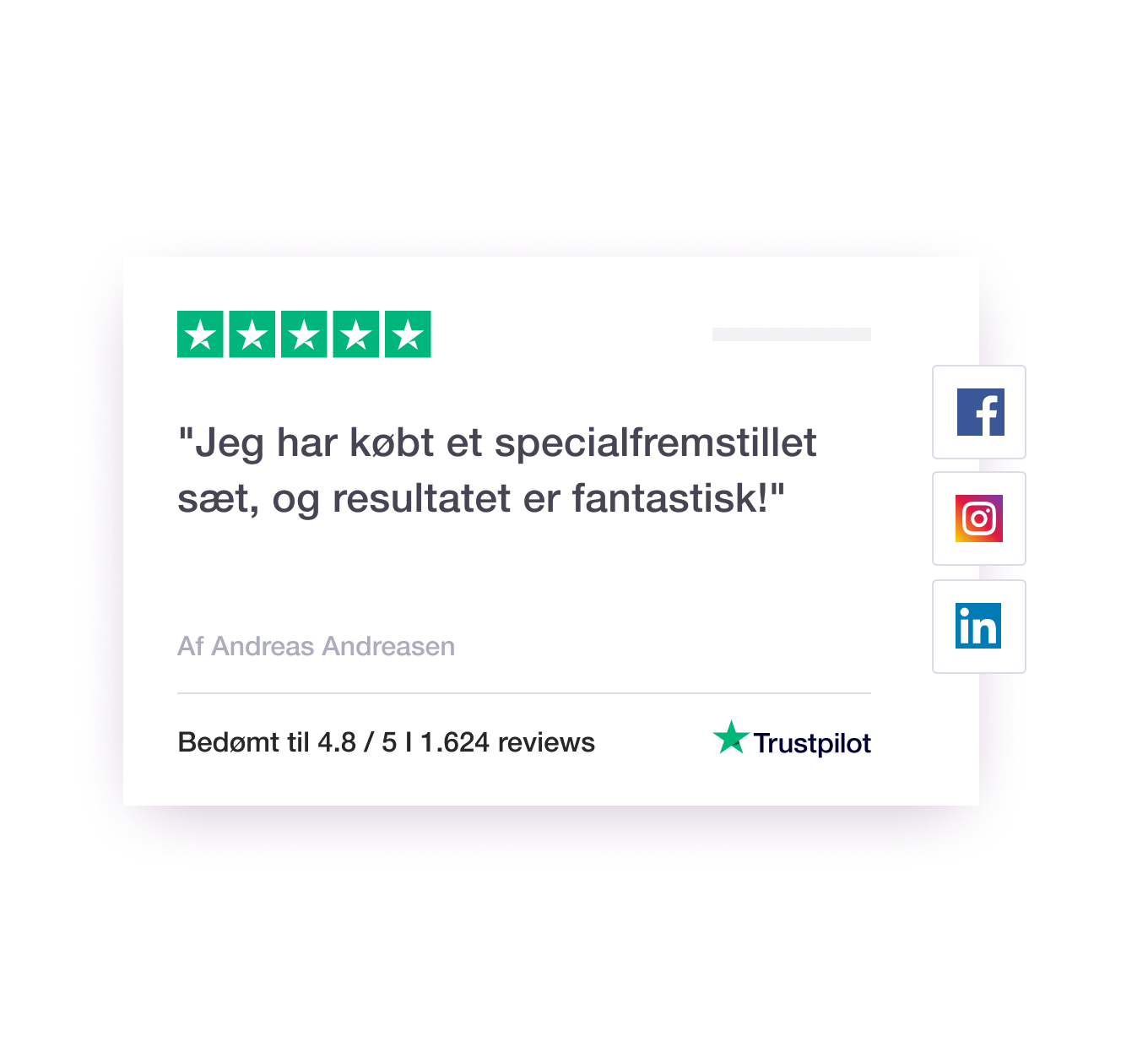 Illustration of a Trustpilot review being featured on social media DK - Jumbotron main image - desktop