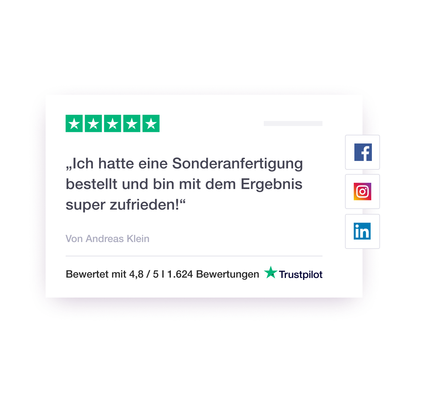 Illustration of a Trustpilot review being featured on social media DE - Jumbotron main image - desktop