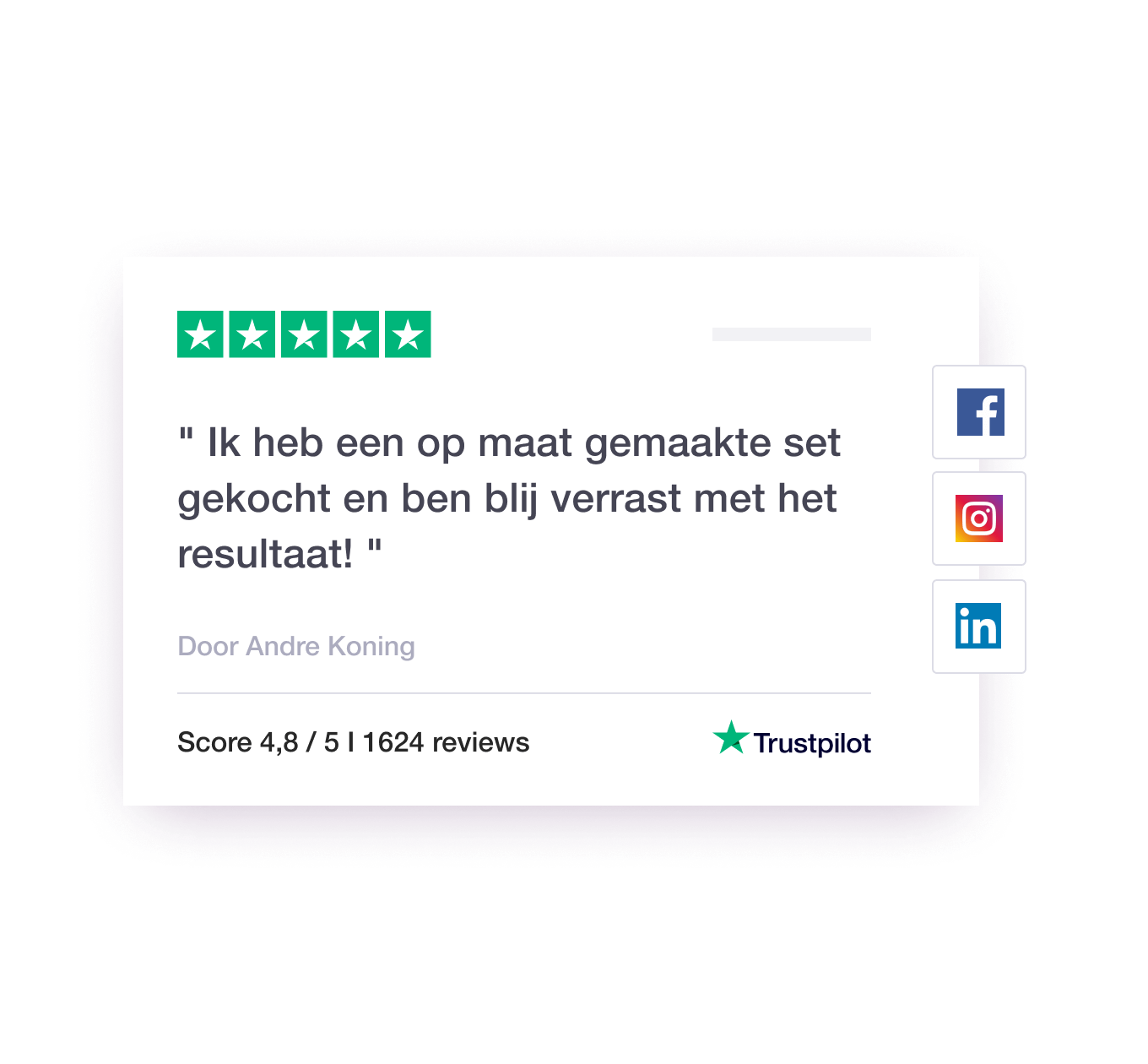 Illustration of a Trustpilot review being featured on social media NL - Jumbotron main image - desktop