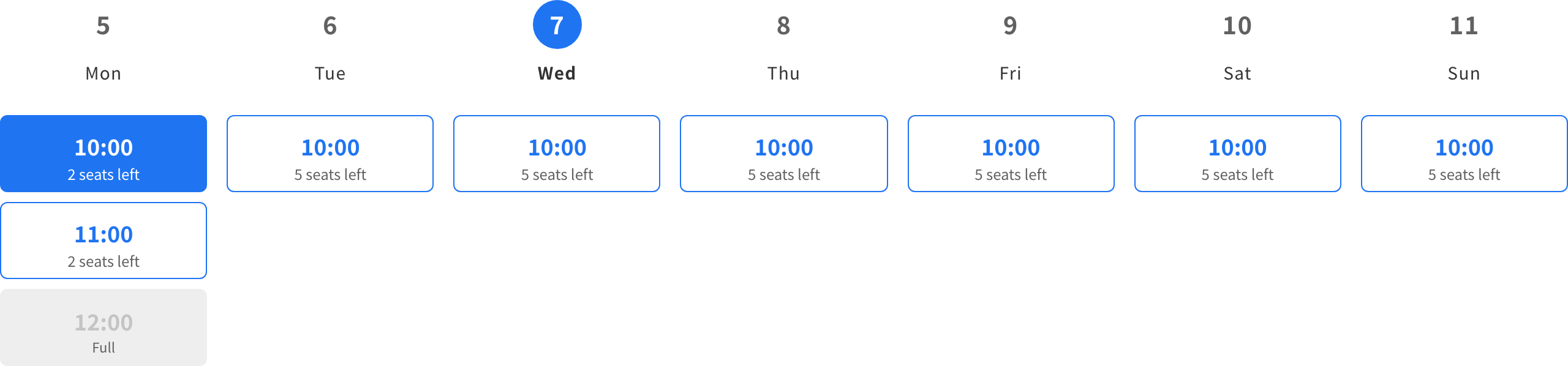 Remaining seats and Full on the guest booking page