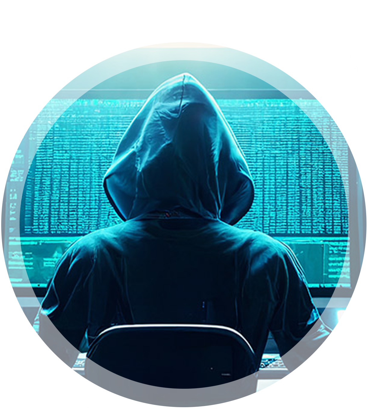 COMMON - man holding CC in front laptop