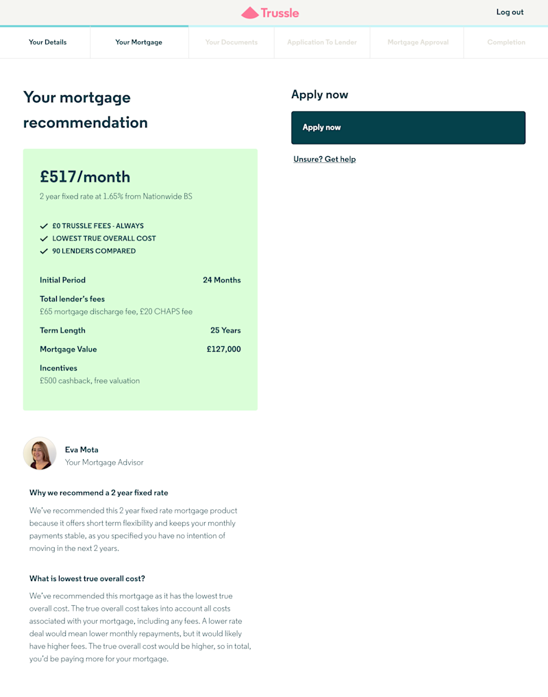 Mortgage recommendation