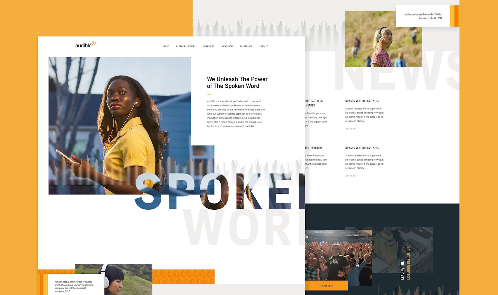 Audible About homepage designs