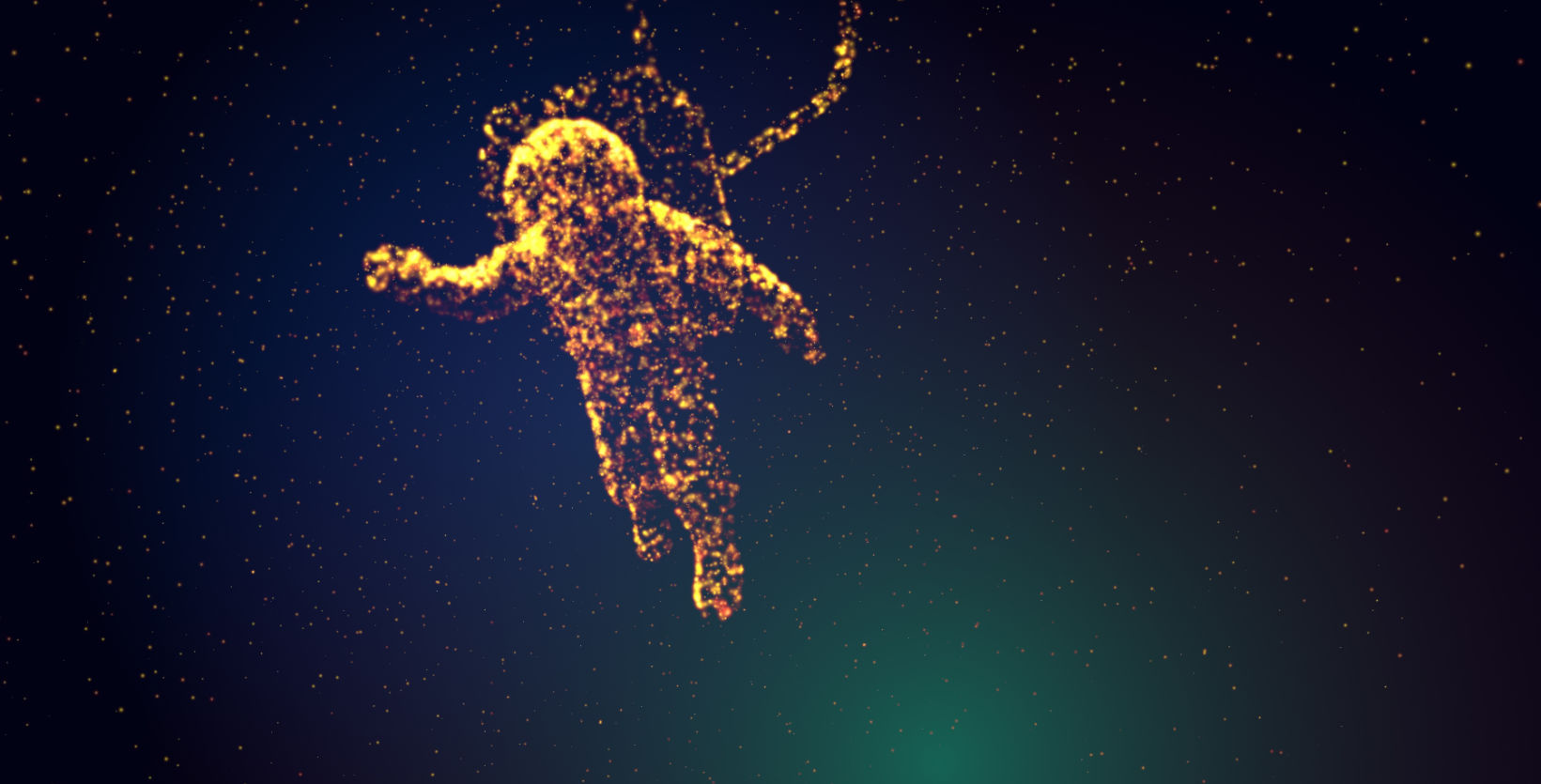 Particle astronaut floating in space