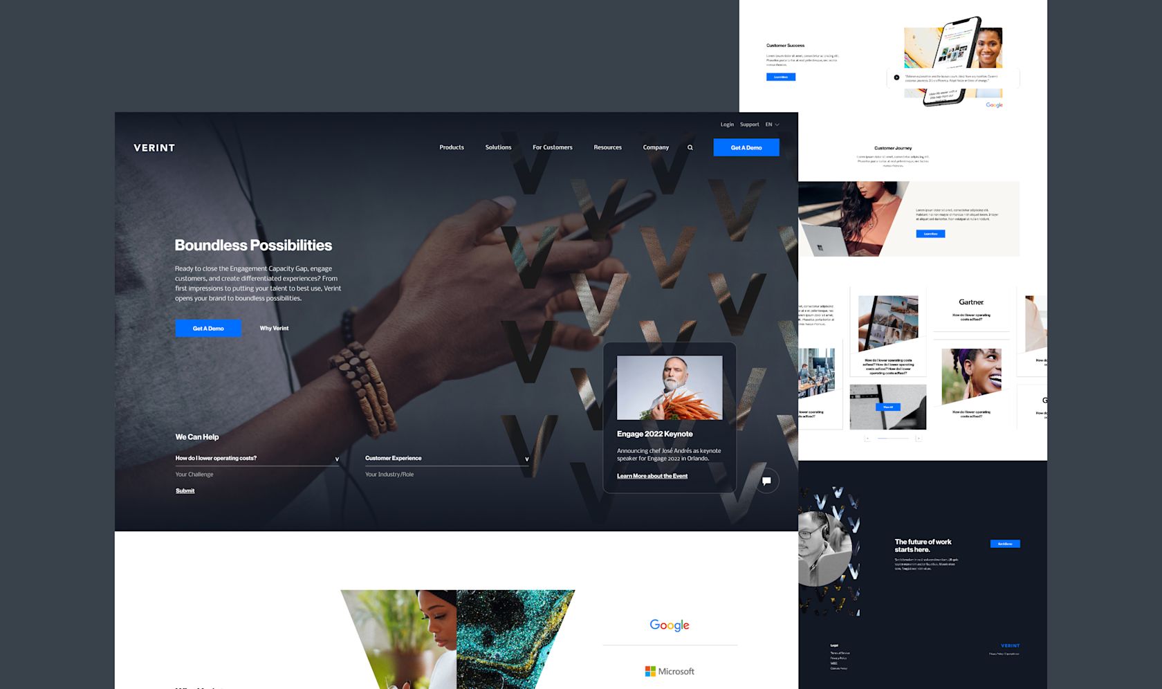 Verint website homepage design