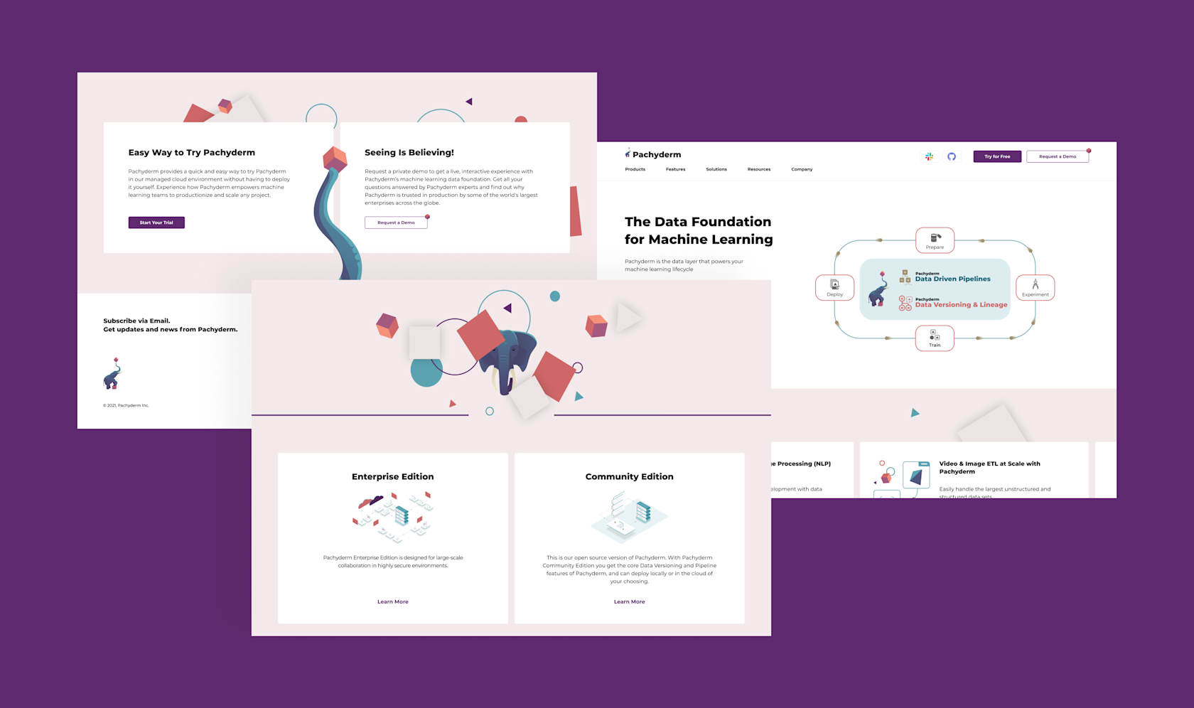 Assorted pachyderm page designs