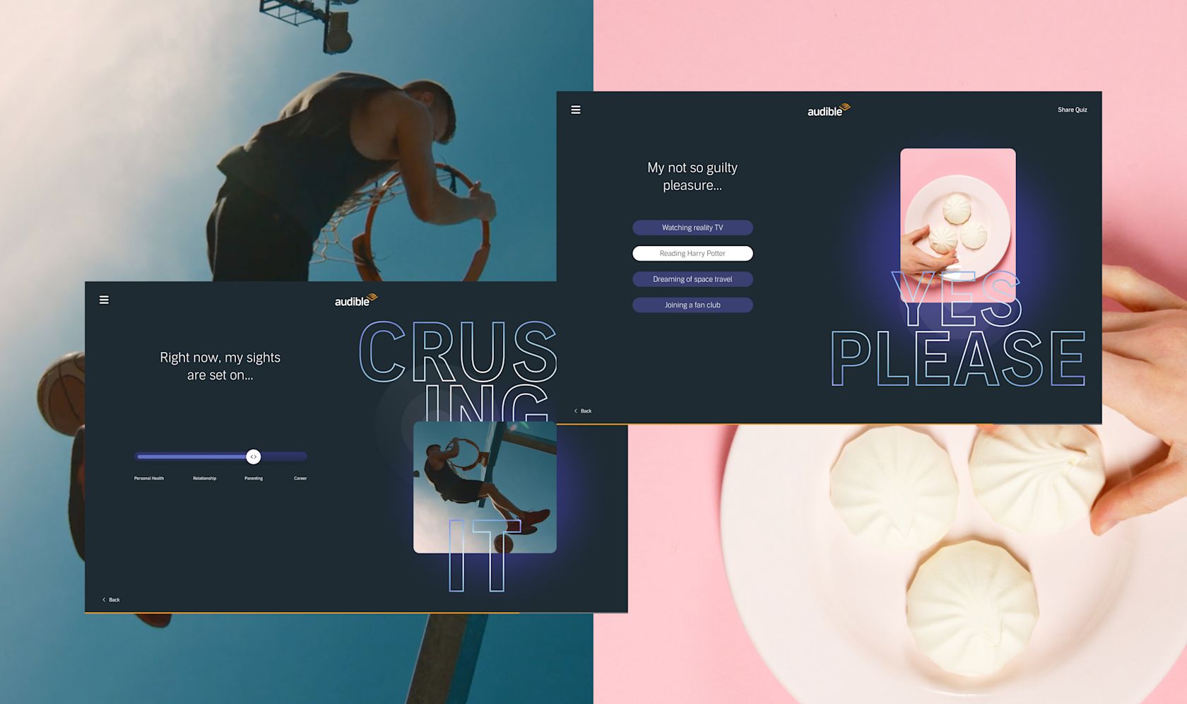 Audible Quiz interface designs