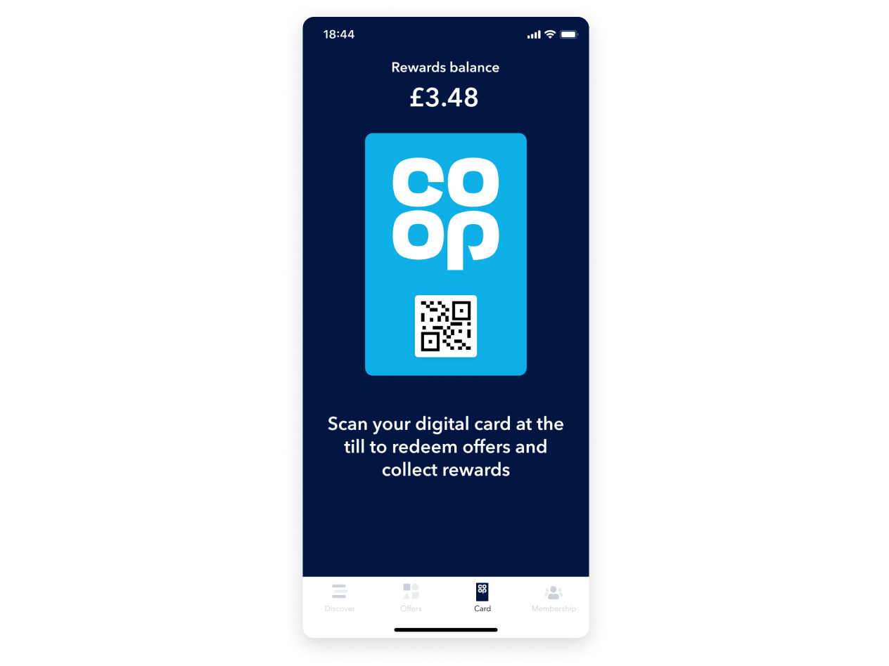 screenshot of the digital co-op membership card in the co-op app