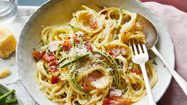 Food planner - Feb 2021 hero. Courgetti Carbonara