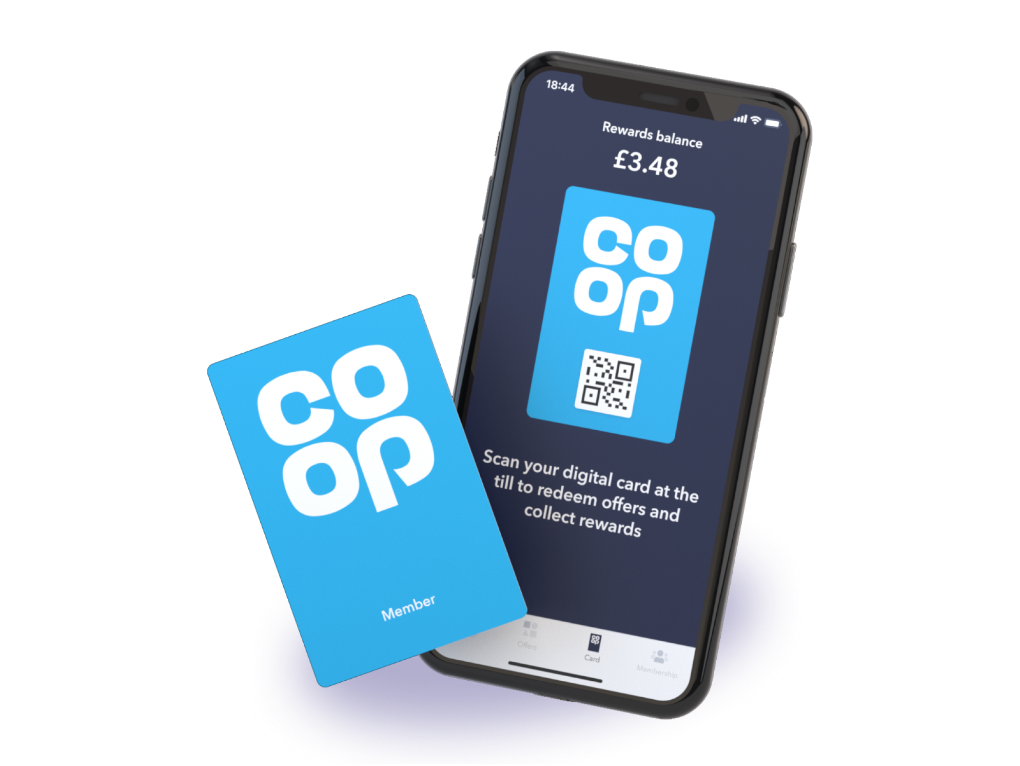 screenshot of the co-op digital membership card in the app
