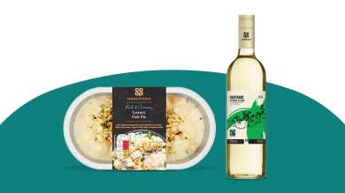 Co-op Irresistible Fish Pie and Co-op Fairtrade Chenin Blanc