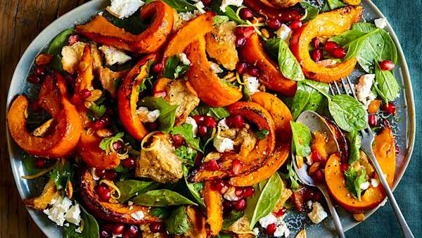 warm squash and spinach salad