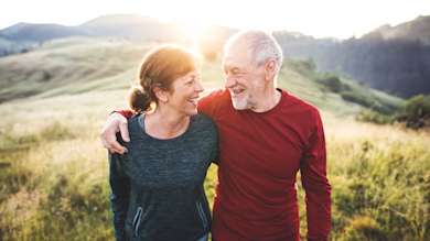 Healthy couple walking