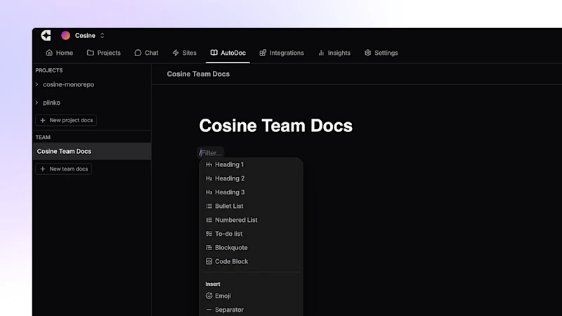 AutoDoc 2.0 - commands