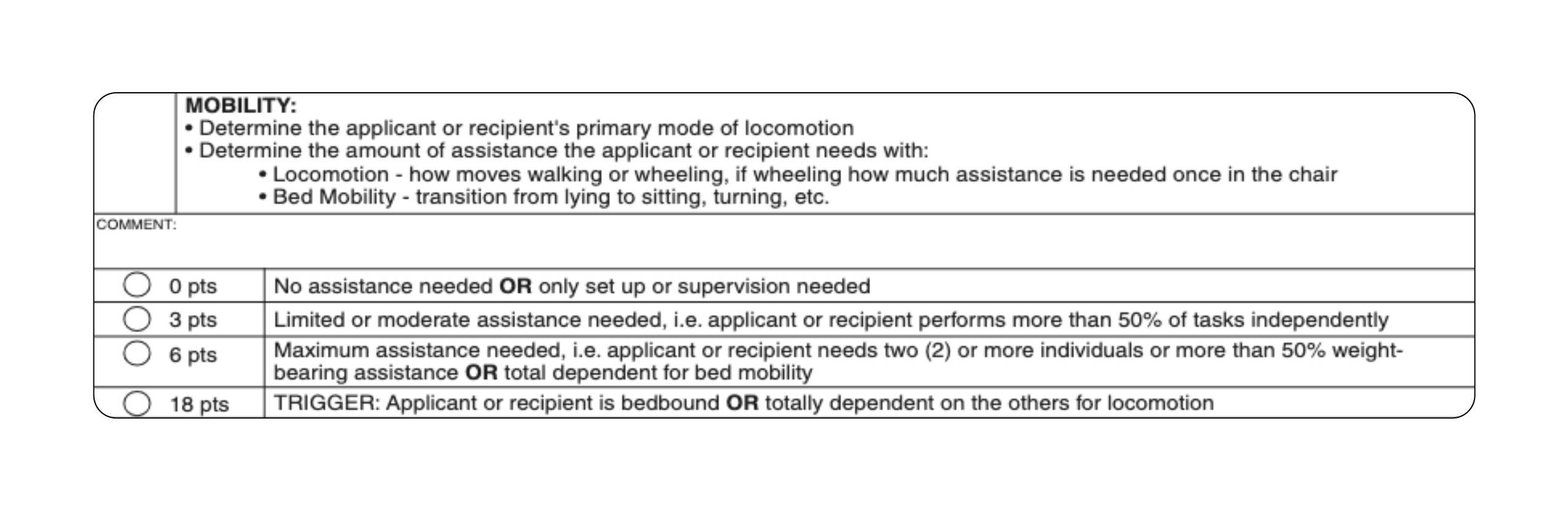 An image depicting a question on Missouri's nursing facility assessment.