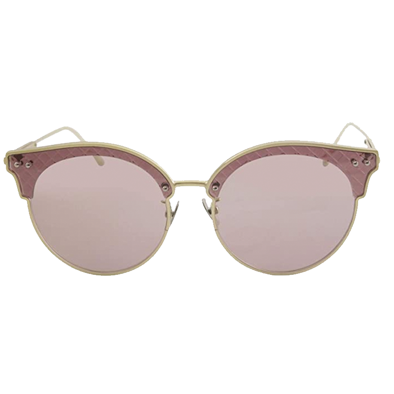 Bottega Veneta Rounded Metal Cat Eye Sunglasses