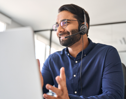 Illustration of man at online meeting