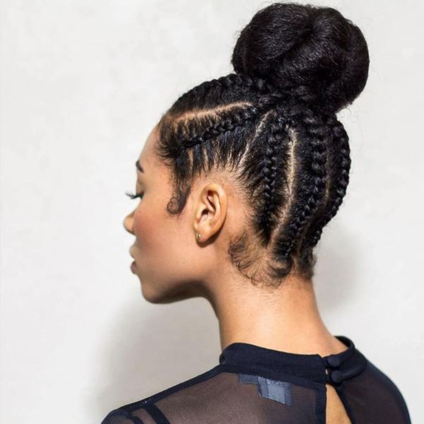 cornrows with bun grande