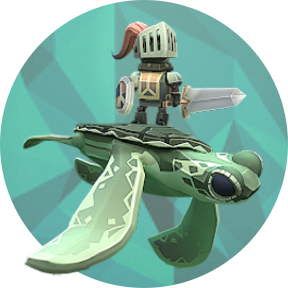 Tiny medieval knight riding on the back of a flying turtle 3D illustration