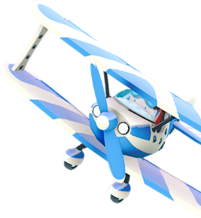airplane with blue propeller