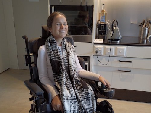 person in an accessible kitchen