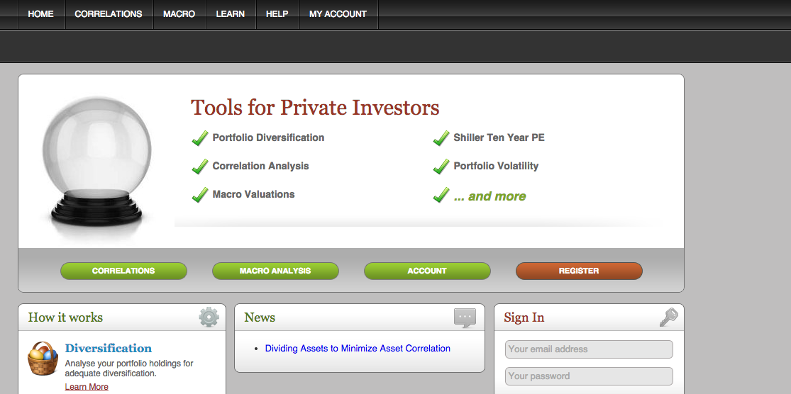 Asset Correlation Homepage