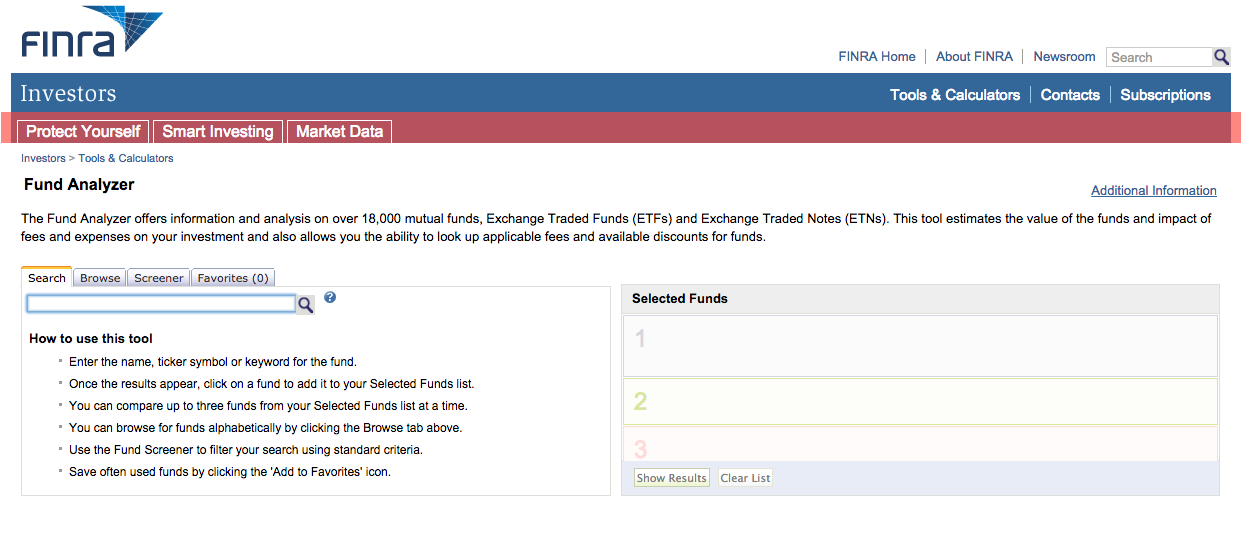 Finra Fund Analyzer Homepage