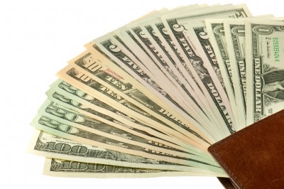 Money flowing out of wallet