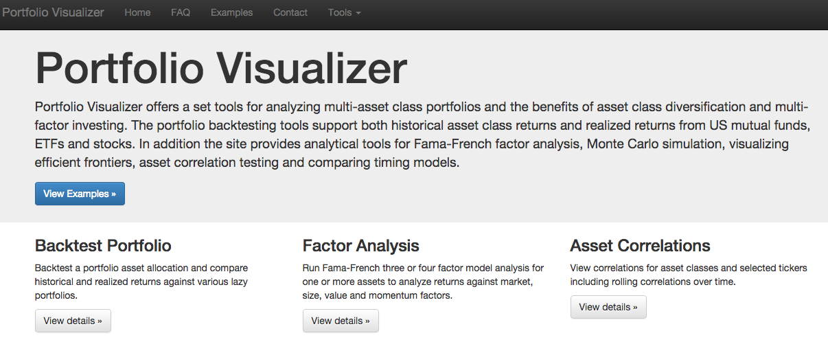 Portfolio Visualizer Homepage