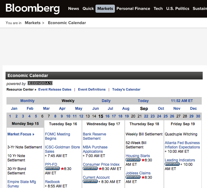 Bloomberg Economic Calendar