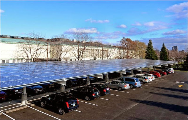 The solar roof over the parking lot at the Toledo Museum of Art.