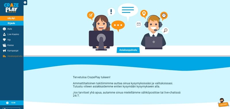 crazeplay-casino-asiakaspalvelu