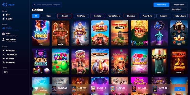 pipecasino-pelit
