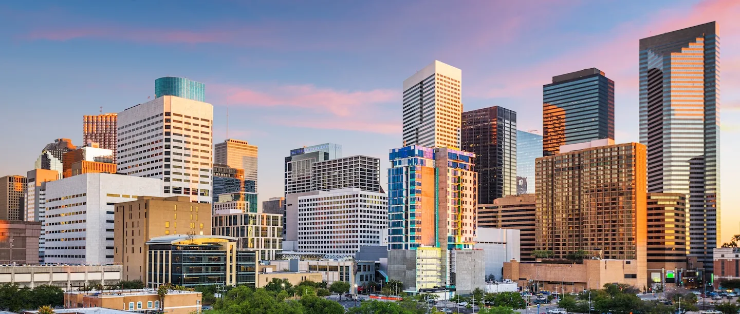 Denver skyline at dusk.