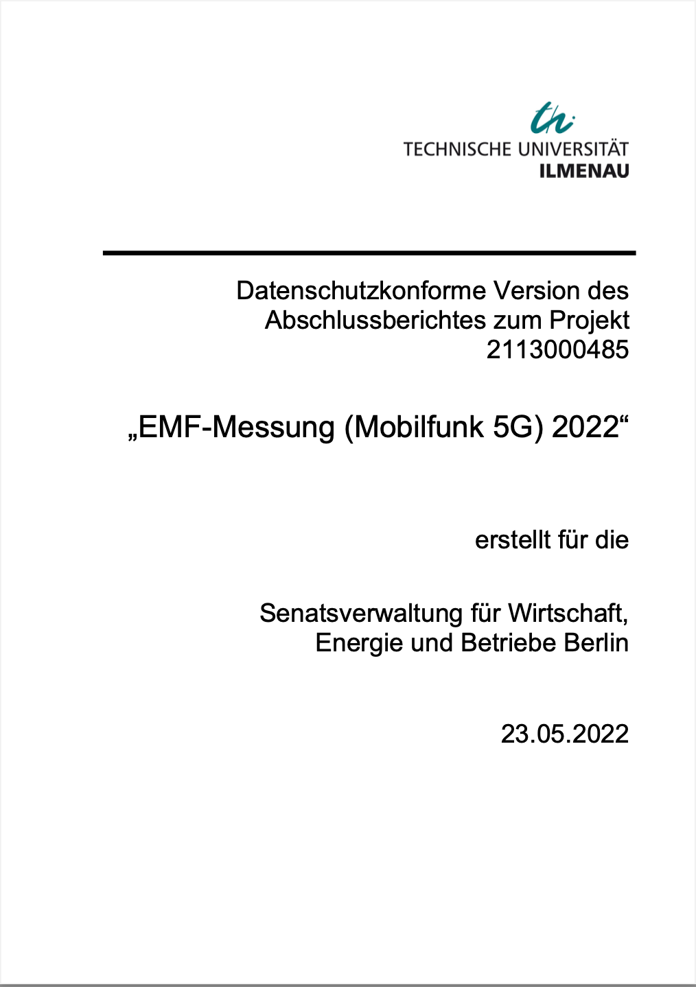 Messungen der elektromagnetischen Immission durch Mobilfunksendeanlagen in Berlin