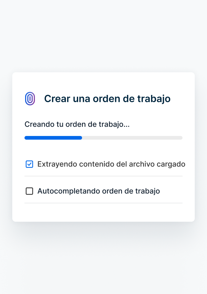 Una orden de trabajo generada por IA extraída de una factura cargada.