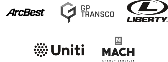 ArcBest logo, Gp Transco logo, Liberty logo, Uniti logo, mach logo