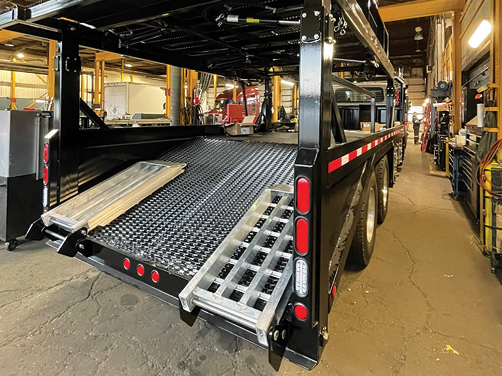 Ramp trailer in garage